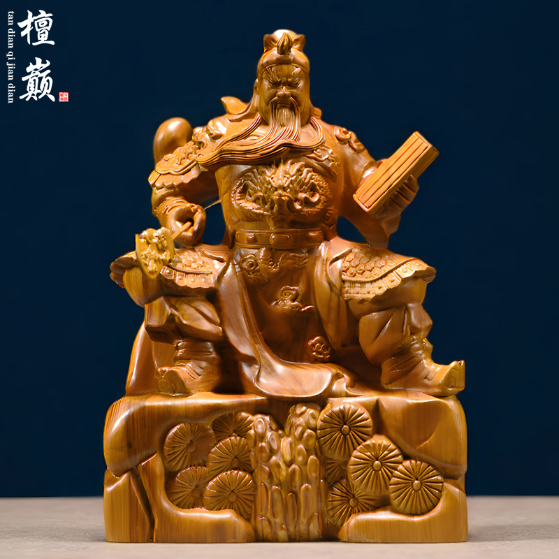 木雕关公神像摆件实木武财神关羽