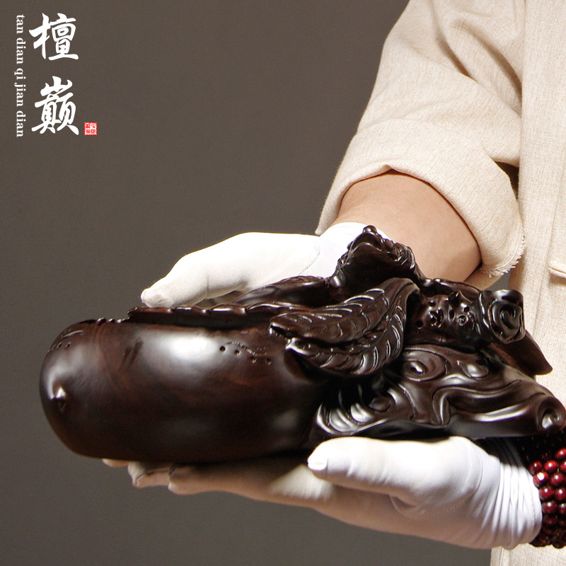 黑檀木烟灰缸雕刻家居客厅工艺品