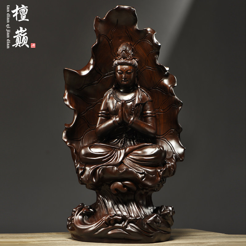 莲叶观世音菩萨家居客厅工艺品