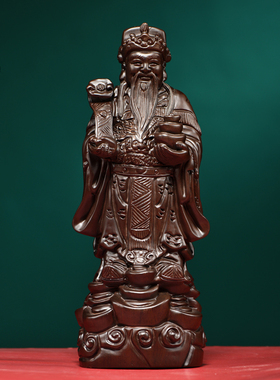 黑檀木雕财神爷佛像摆件新中式