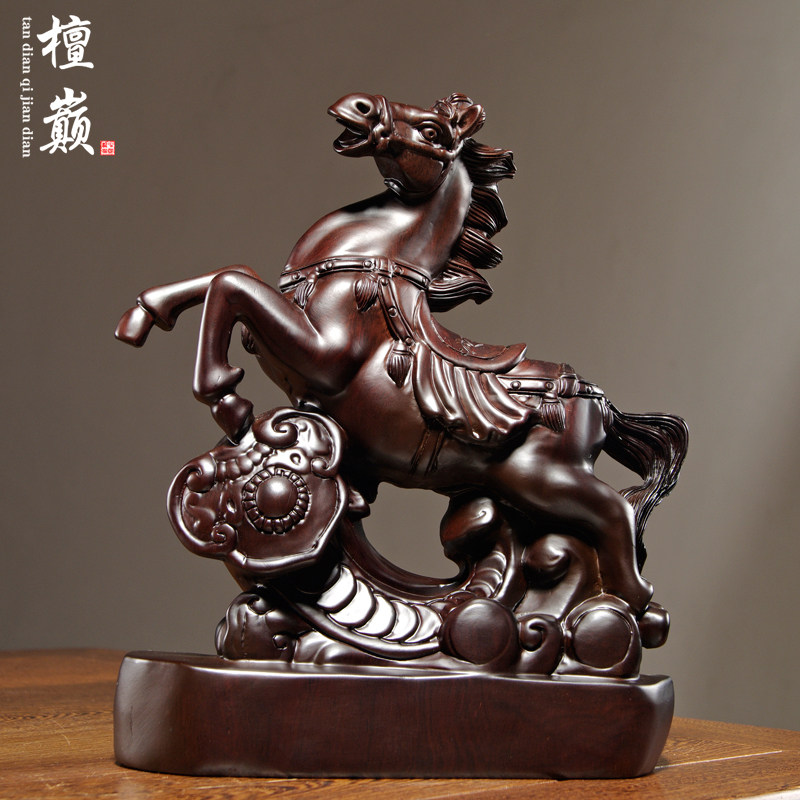 如意黑檀木雕刻家居客厅工艺品
