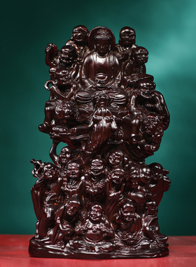 黑檀木雕十八罗汉摆件实木装饰