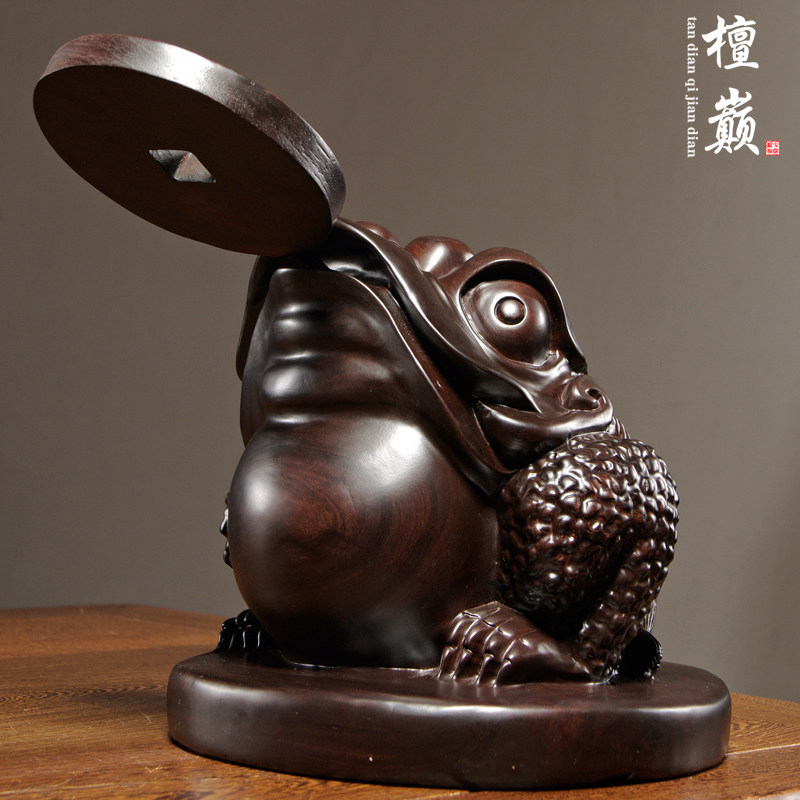 黑檀木雕刻金蟾家居客厅工艺品