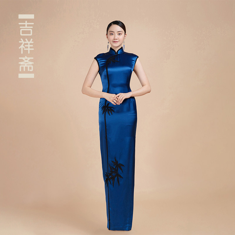 吉祥斋改良版卷竹帘旗袍图片