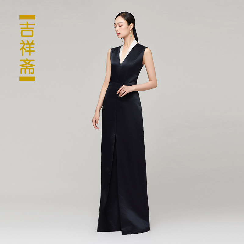 吉祥斋深v收腰修身国风礼服图片