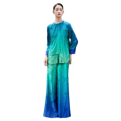 吉祥斋2023粘纤桑蚕丝上衣长裤