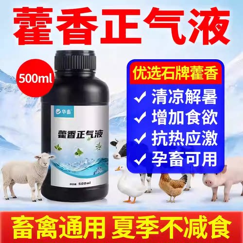 华畜藿香正气水兽用猪牛羊抗应激鸡鸭鹅中暑解清热降温解暑口服液