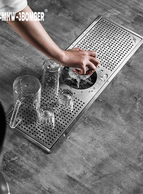 轰炸机MHW不锈钢洗杯器咖啡店奶茶吧台全钢嵌入式高压冲洗滤水槽