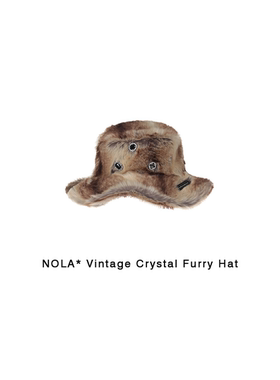 NOLA* Vintage Crystal Furry 赫本风文艺复兴感水钻镶嵌毛毛帽子