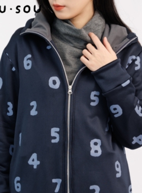 SOU・SOU内起绒抓绒ZIP UP连帽外套 #57003