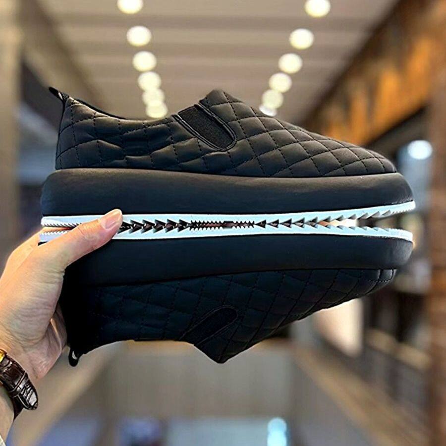 男士一脚蹬新款秋冬加绒百搭厚底皮面豆豆鞋时尚懒人面包鞋男潮鞋