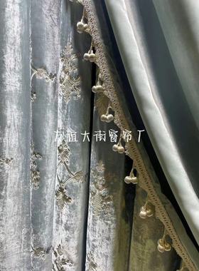 友谊大街冰川蓝色绒布刺绣法式复古别墅挑高客厅卧室洛可可