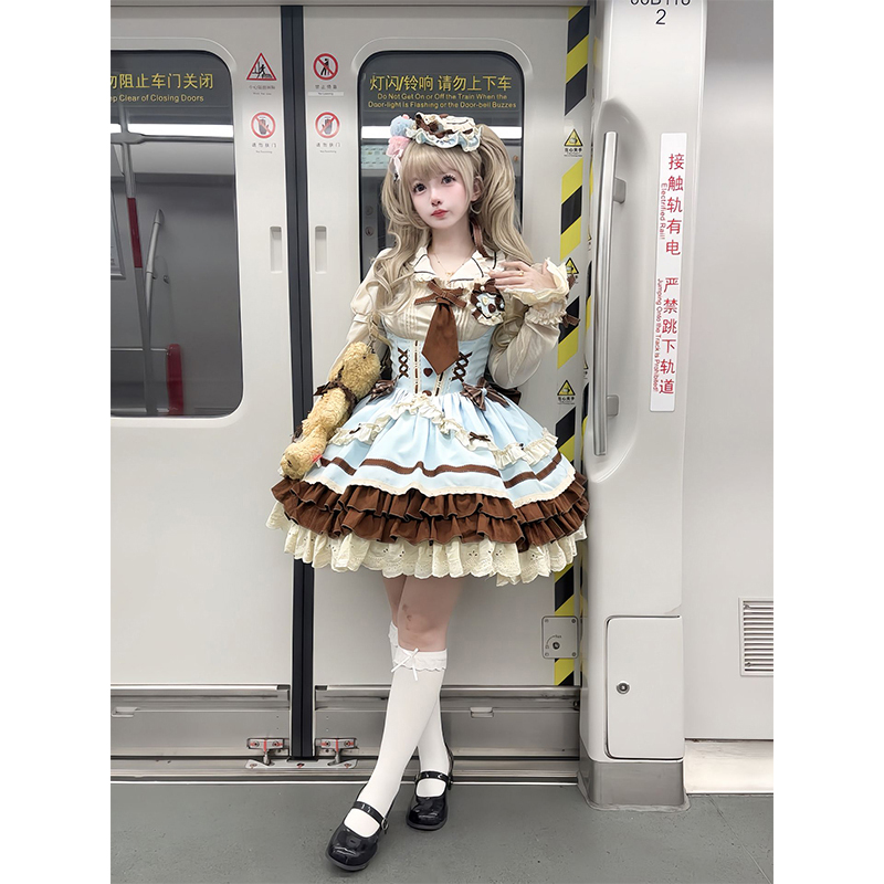 甜美可爱咖啡内搭托胸Lolita裙jsk洛丽塔连衣裙日常lo裙日常洋装