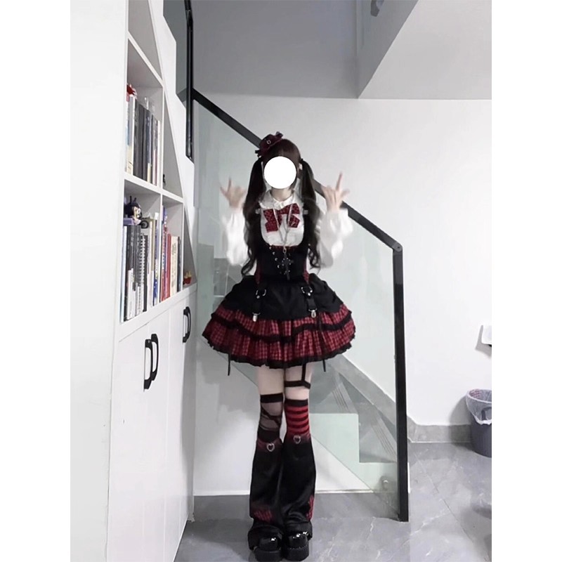 黑红辣妹风美式亚比摇滚小偶像lolita裙洛丽塔打歌服亚文化甜酷