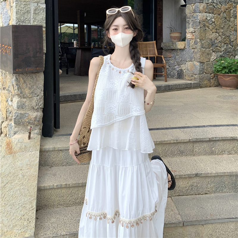 波西米亚两件套吊带连衣