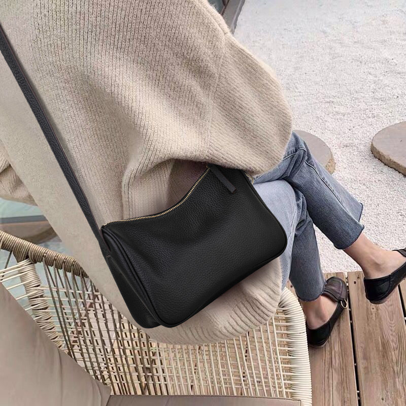 奢娅真皮女包2022新款复古腋下大容量单肩包小众中年妈妈斜挎小包