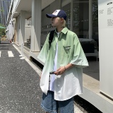 XZ-230-1CS217夏季大码港风水洗褶皱渐变休闲短袖衬衫P45控58，男装T恤，星座230-1