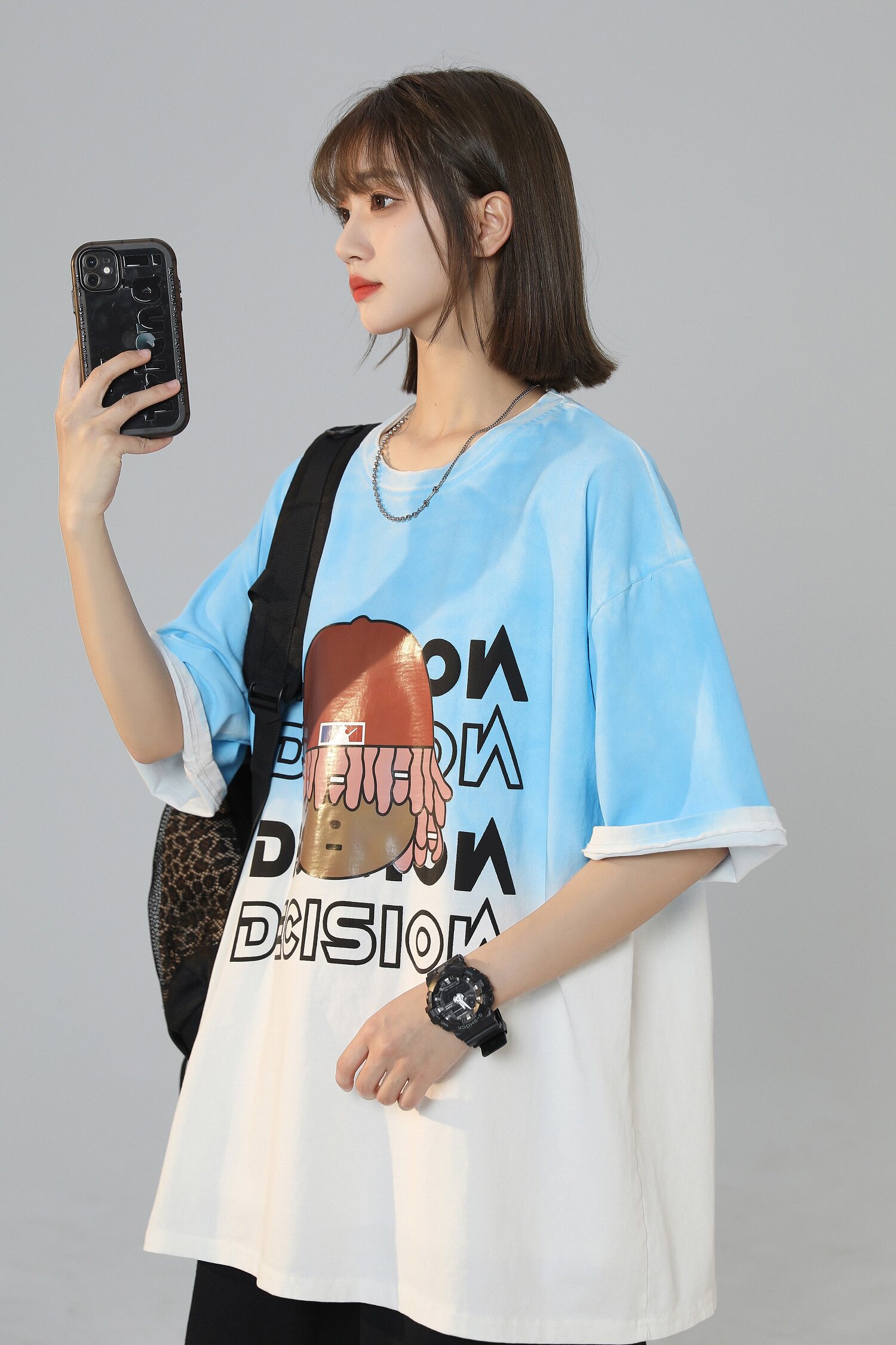 XZ-230-1T23清凉一夏中性风宽松全棉扎染渐变休闲短袖T恤P45控58,男装T恤,星座230-1