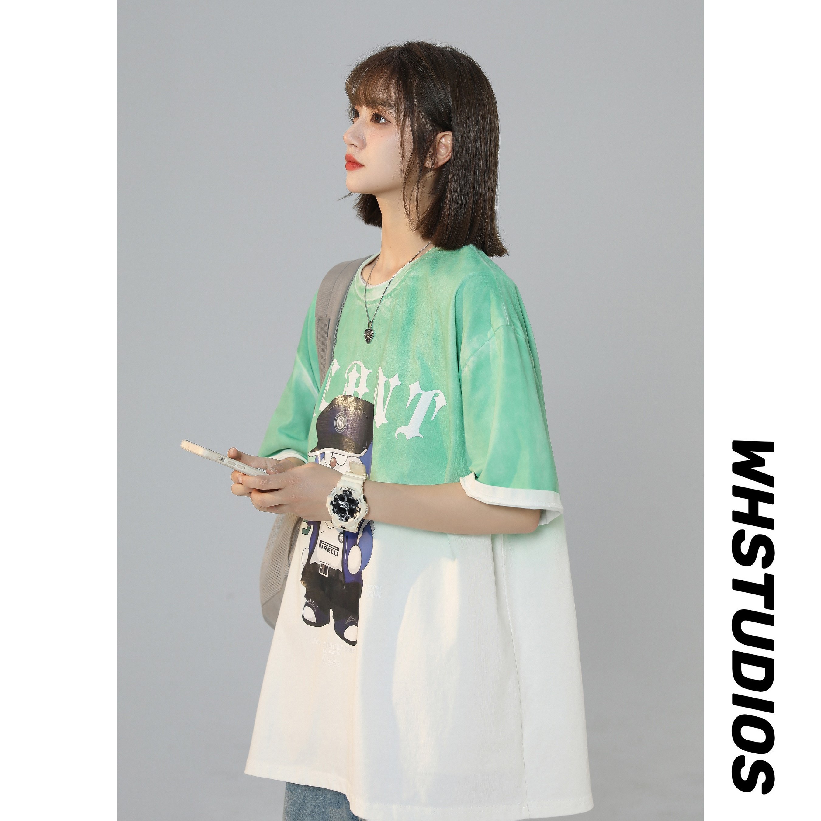 XZ-230-1T25清凉一夏中性风宽松全棉扎染渐变休闲短袖T恤P45控58，男装T恤，星座230-1