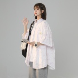 XZ-230-1CS221夏新款中性风宽松水墨扎染渐变休闲短袖衬衫P48控68，男装T恤，星座230-1