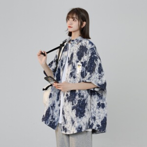 XZ-230-1CS223清凉一夏中性宽松水墨扎染渐变休闲短袖衬衫P48控68,男装T恤,星座230-1