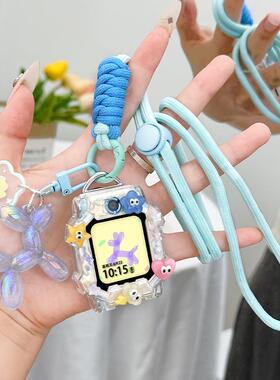 适用小天才W2127AC电话手表D1S卡通Q1R可爱女孩挂绳Q1C保护套外壳