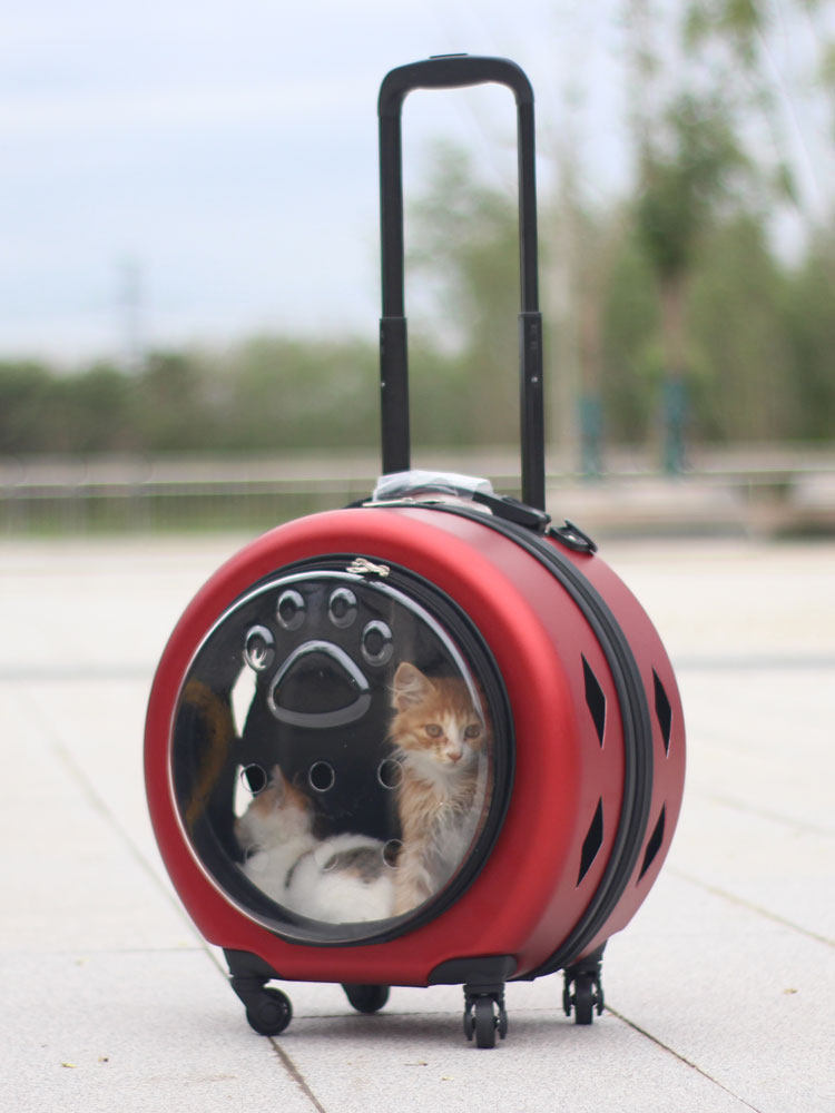 大容量宠物拉杆箱透明猫包外出便携外出箱猫狗包推车超大号行李箱
