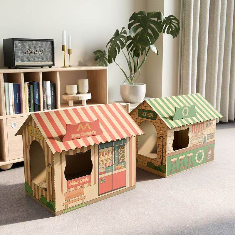 猫抓板猫咪纸箱屋一体立式房子大号猫别墅耐磨加厚纸板磨爪玩具潮