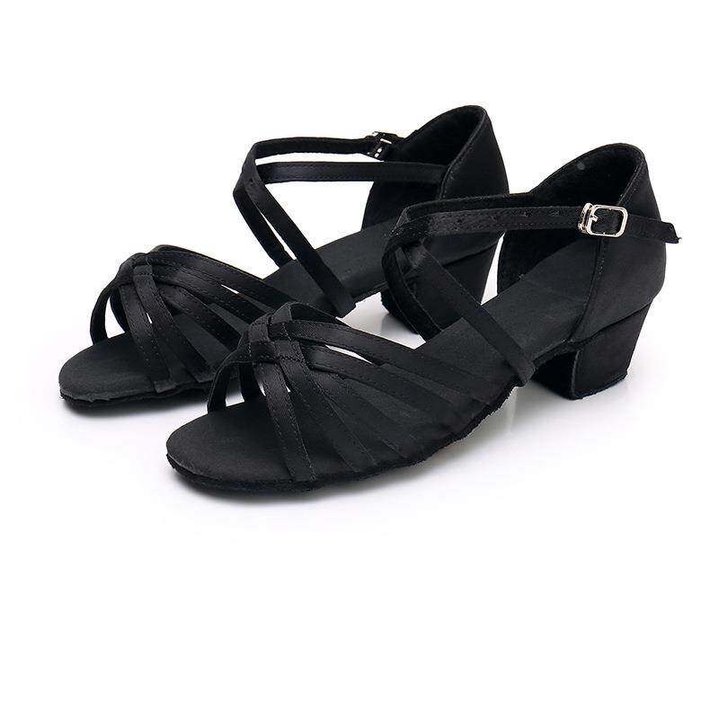 儿童拉丁舞鞋高跟缎面拉丁舞鞋小孩软底跳舞鞋女孩小白鞋定制