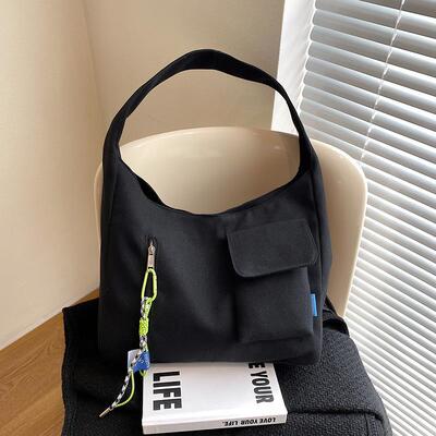 2025新款帆布包女款单肩手提袋大学生上课通勤大容量购物托特包定