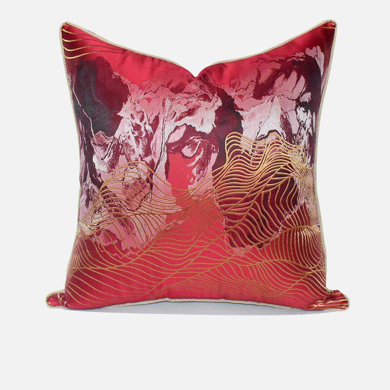 床头靠枕套别墅酒店轻奢ins风红色中国风不含芯抱枕套抱定制