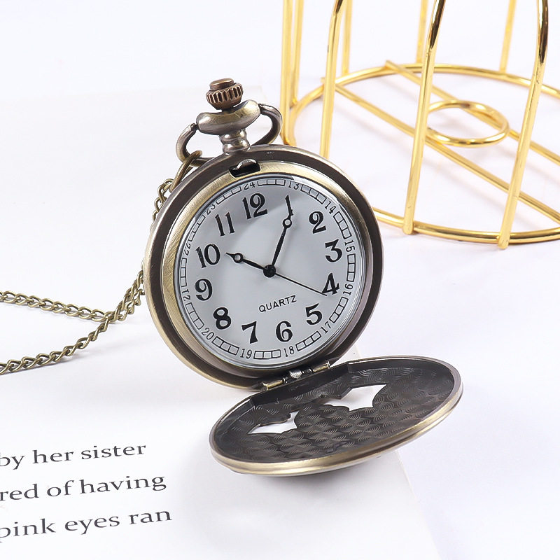 简约石英怀表复古翻盖夜光大数字男女士老年人礼物学生护士挂表