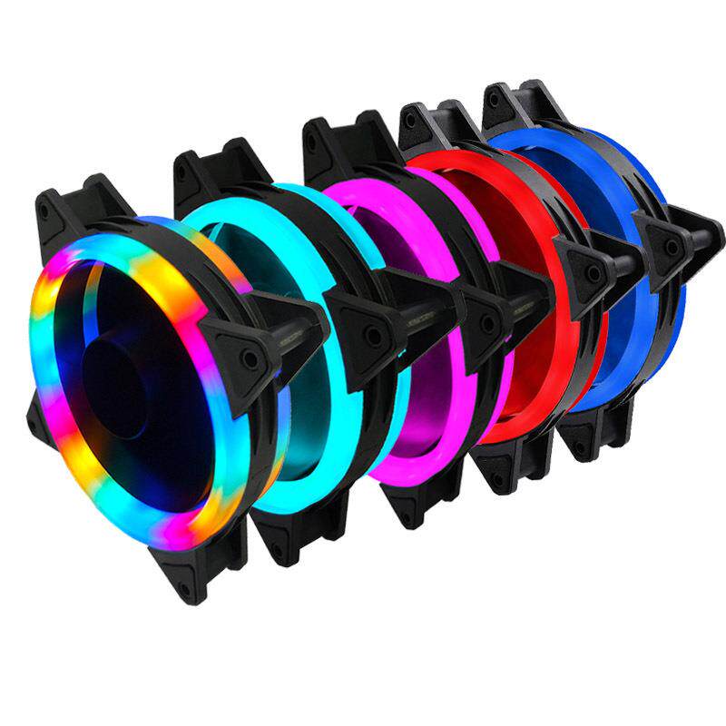台式电脑机箱散热风扇彩色双环RGB12CM炫彩日食12025风冷发光静音
