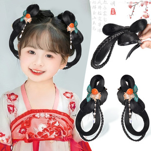 儿童汉服假发包抓夹蝴蝶结发髻古风女童可爱古装盘发造型发包头饰