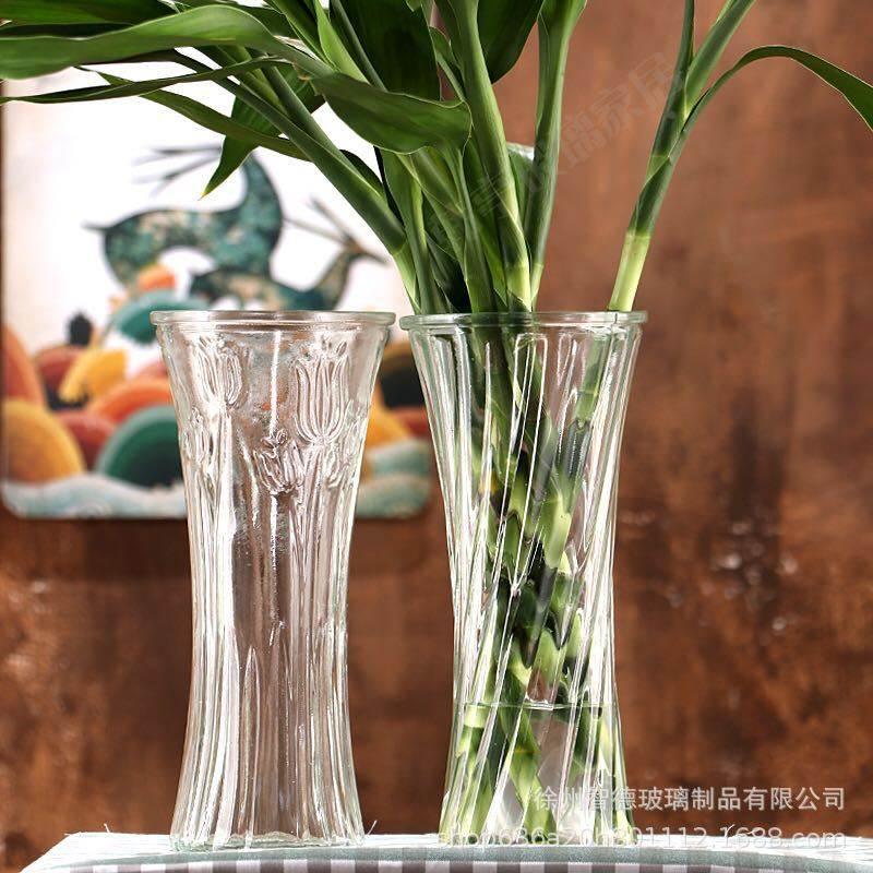 富贵竹玻璃花瓶大号水培绿萝百合鲜花插花瓶客厅装饰摆件