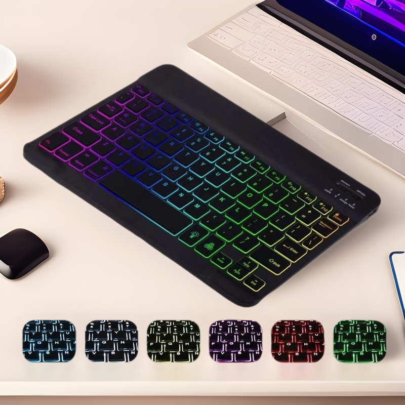 发光蓝牙键盘适用iPad手机平板妙控RGB背光10寸鼠标套装便携
