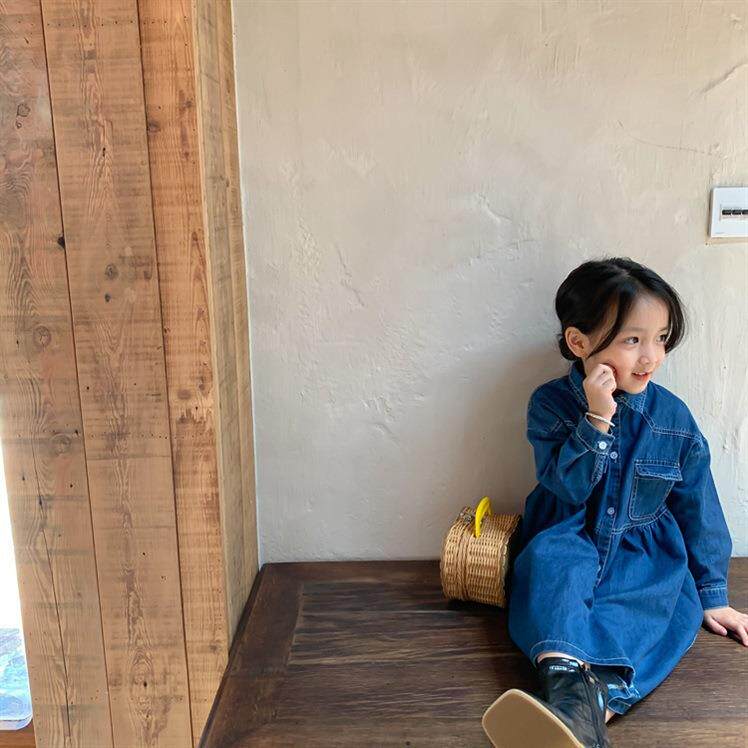 女童牛仔裙连衣裙春秋长袖宝宝秋装2025新款洋气韩版儿童衬衫裙潮