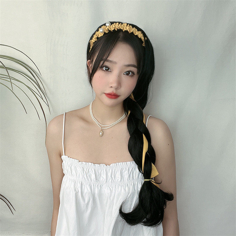 假发女长卷发编发丝带发箍一体式仿大波浪UV型半头套