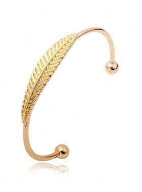 饰品 欧美简约一片树叶子圆珠开口手镯手环定制