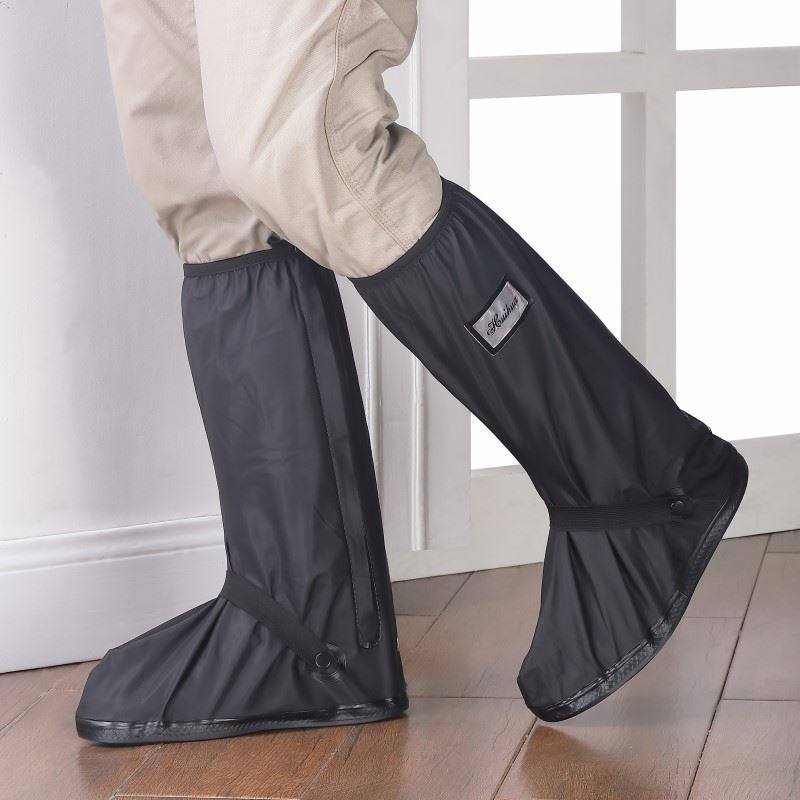 雨易思成人高筒鞋套黑色男女加厚耐磨防雨护脚