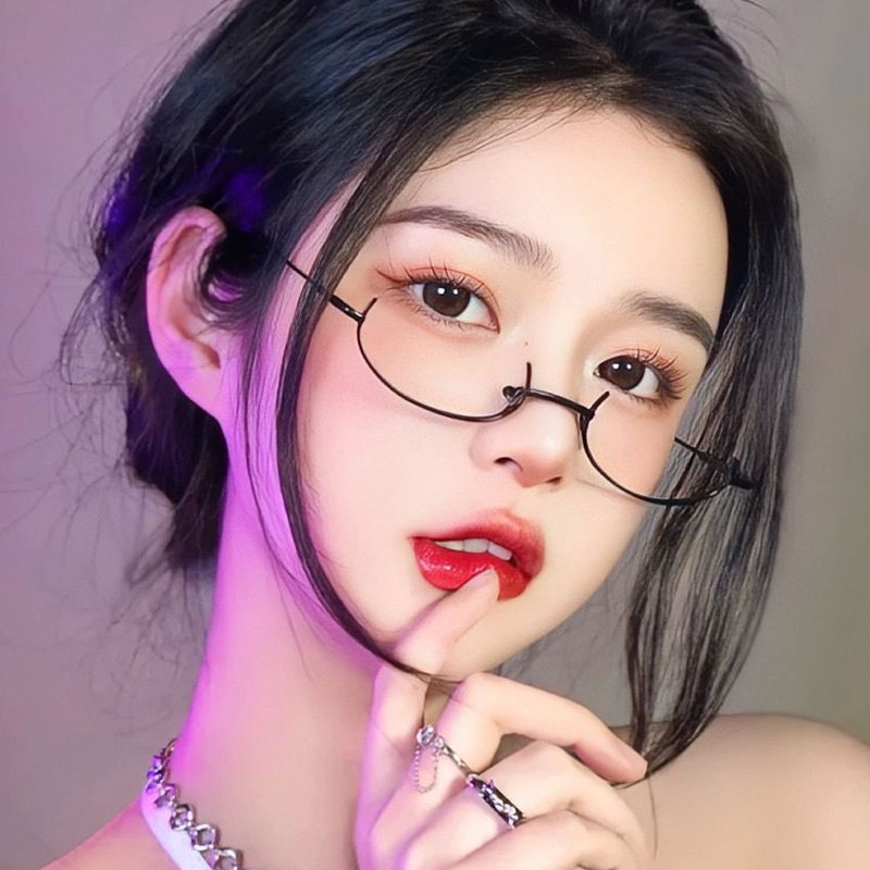 网红isn下半框眼镜女日系软妹子无上框架二次元装饰金属眼镜架女