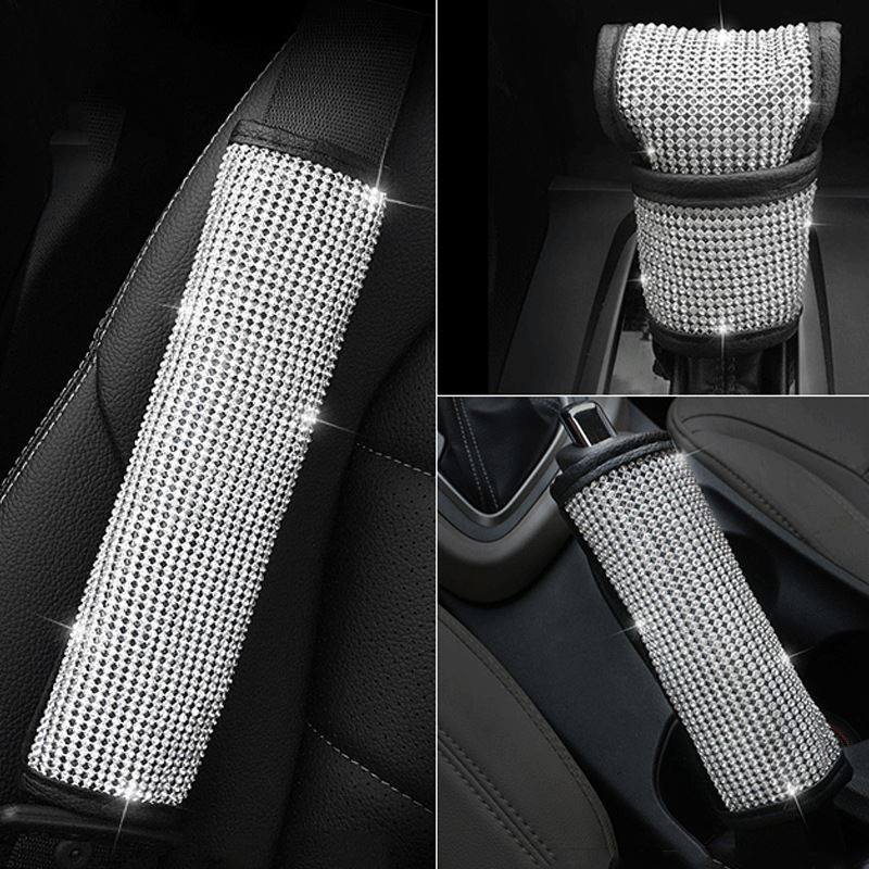 跨界电商车载内饰满钻镶钻手刹套套安全带护肩套装排挡头套饰