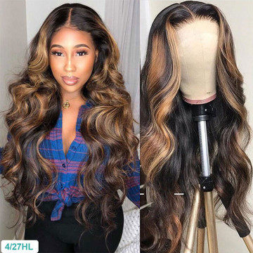 欧美女士假发中分染色黑色渐变棕色长卷发大波浪 long wig