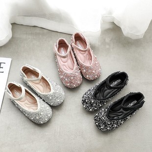 安娜公主童装 女水钻童鞋 休闲单鞋 春季 女童 2027春季 魔术贴单鞋 新款