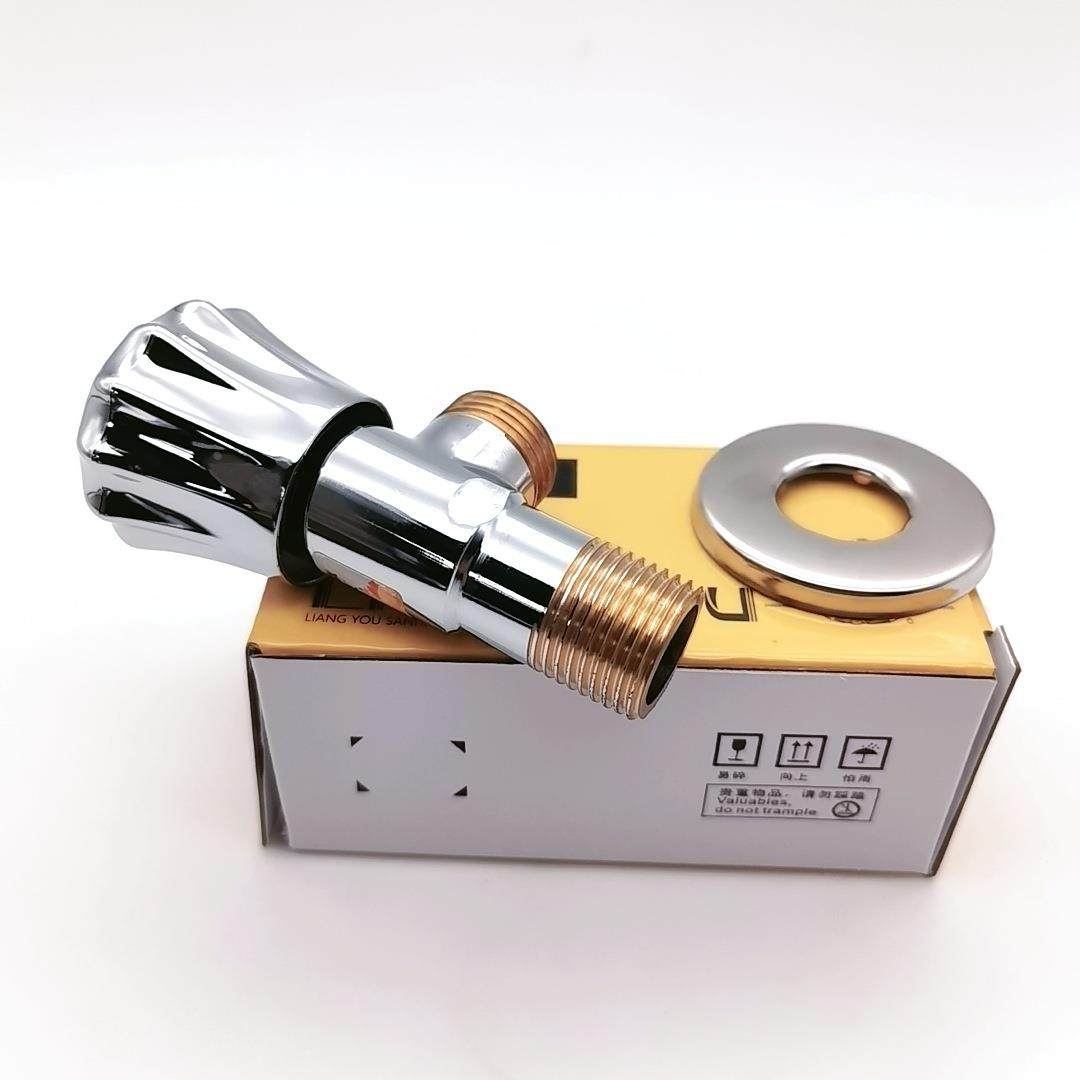 铜牙加长冷热全铜体三角阀热水器开关水阀红蓝4分八字阀三通角阀