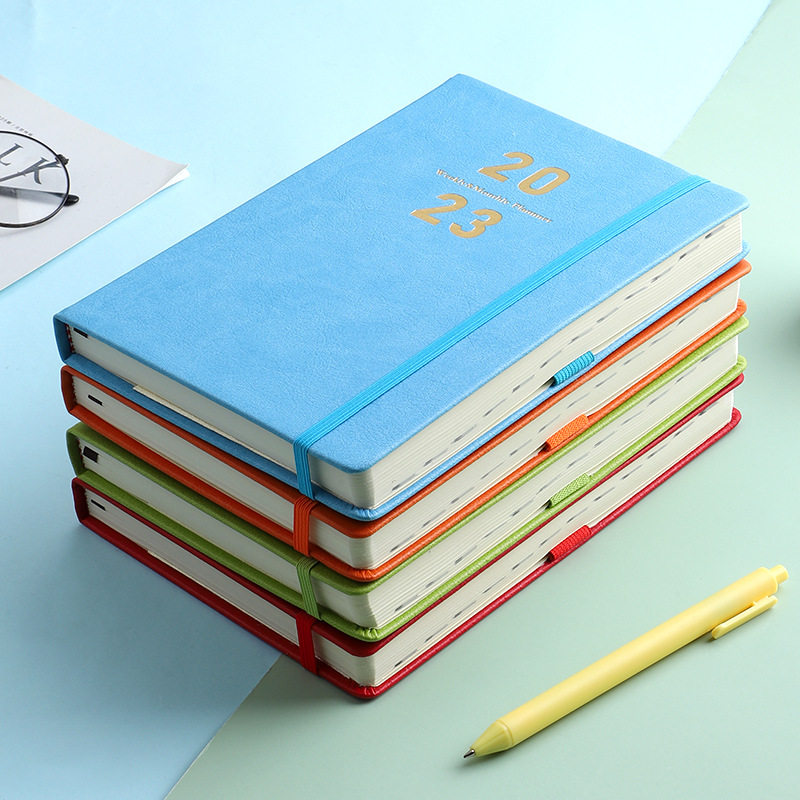 2027日程本Planner硬面带笔插英文笔记本创意日记本子