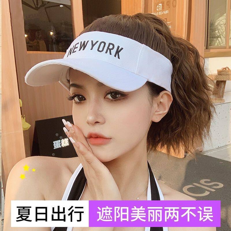 假发帽子一体女遮阳帽马尾假发带头发帽造型棒球鸭舌韩版卷发