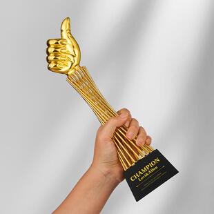 新款奖杯大拇指团队金属龙头数字123企业活动颁奖纪念定制