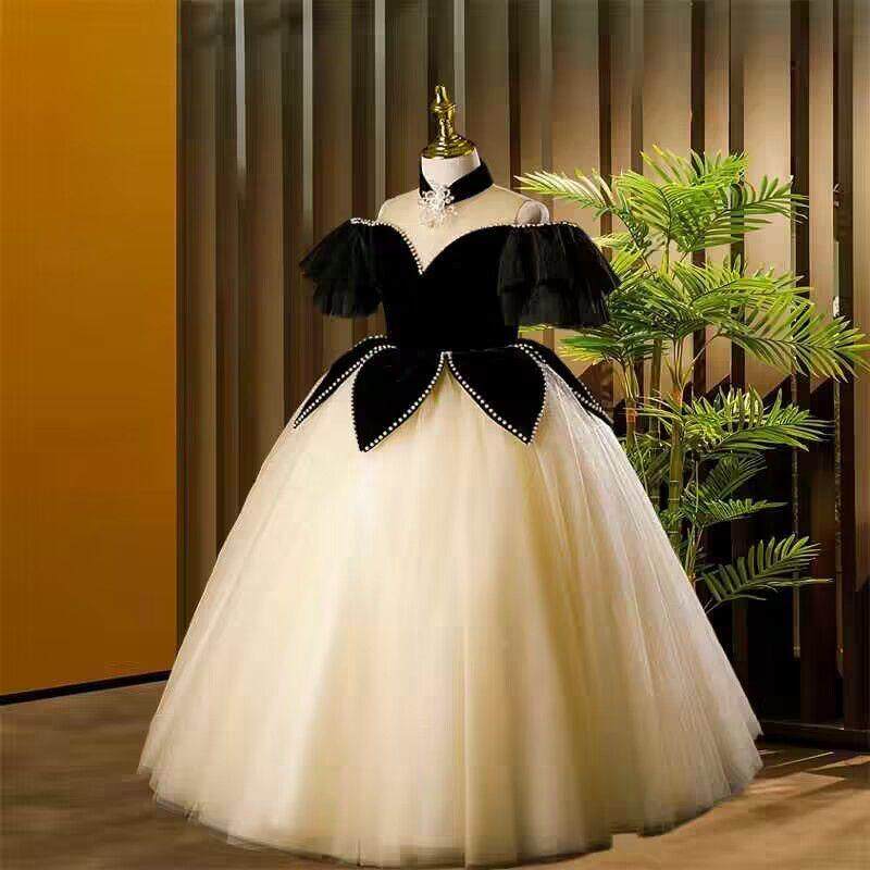 儿童礼服女童蓬蓬公主裙模特走秀洋气小女孩主持人钢琴演出服国风