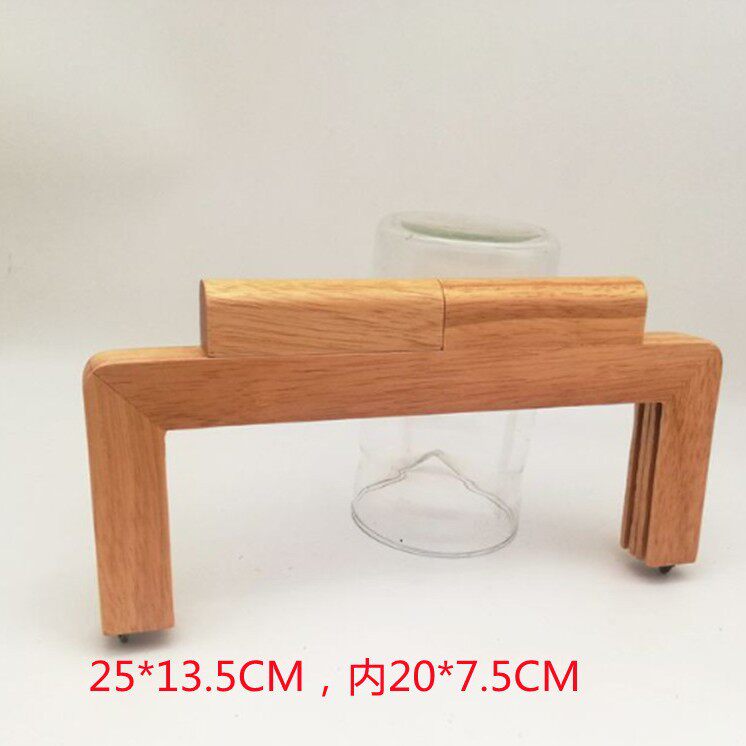 生产25*13CM木制原木色驳脚木夹框DIY包包木较包提配件木口金